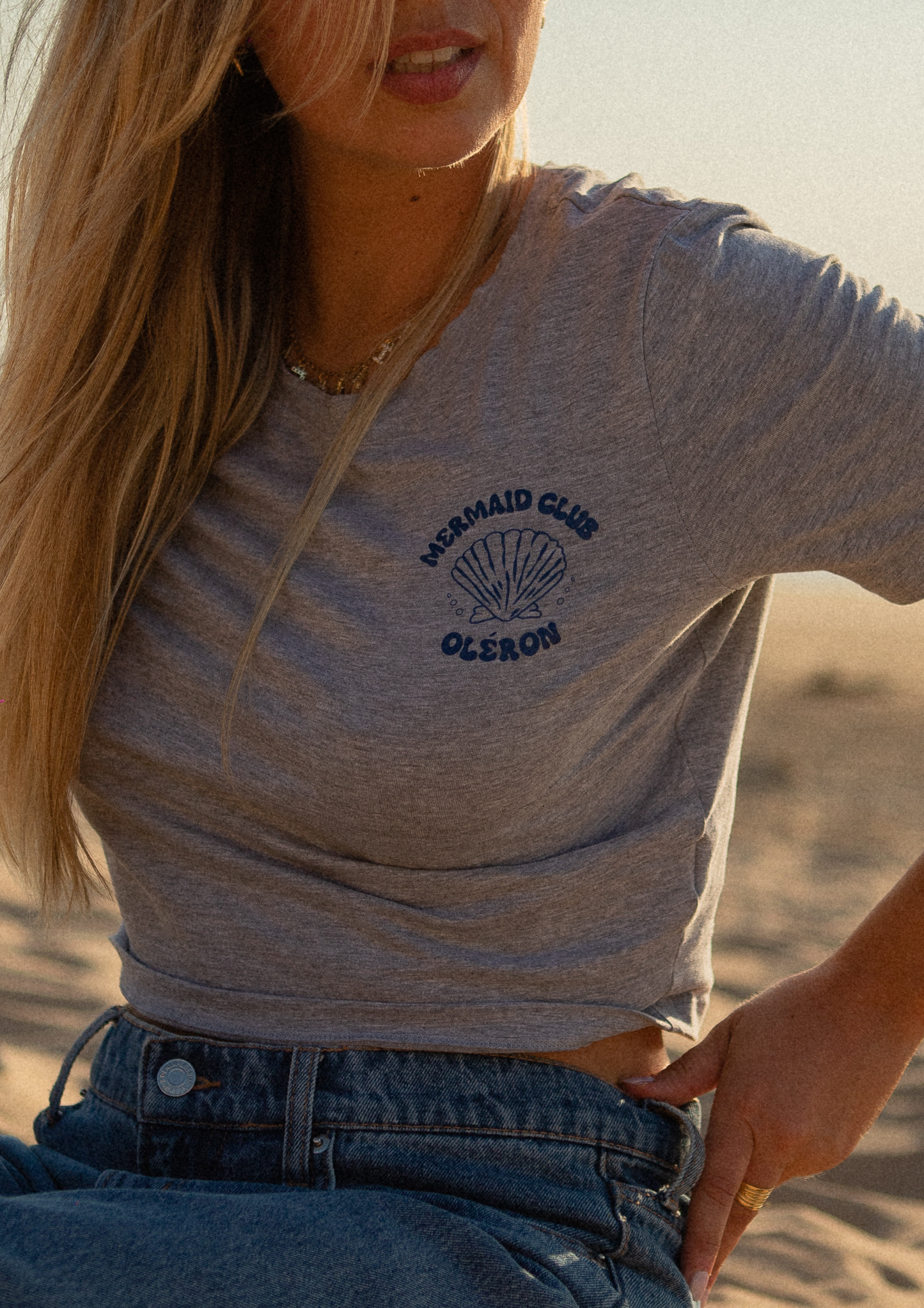 🧜Mermaid Club Oléron - Baby tee gris