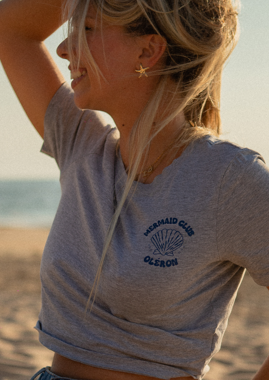 🧜Mermaid Club Oléron - Baby tee gris