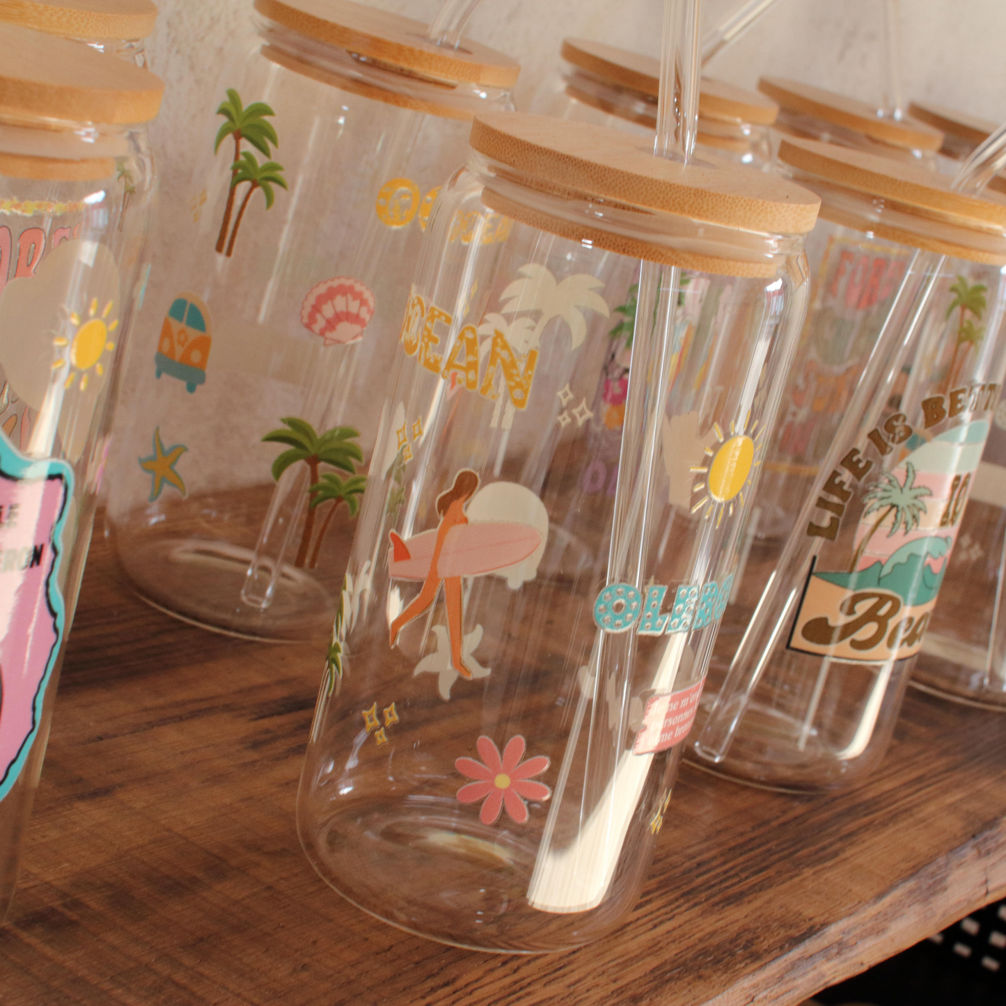 🍵Gourde en verre avec paille Illustrations Île d’Oléron