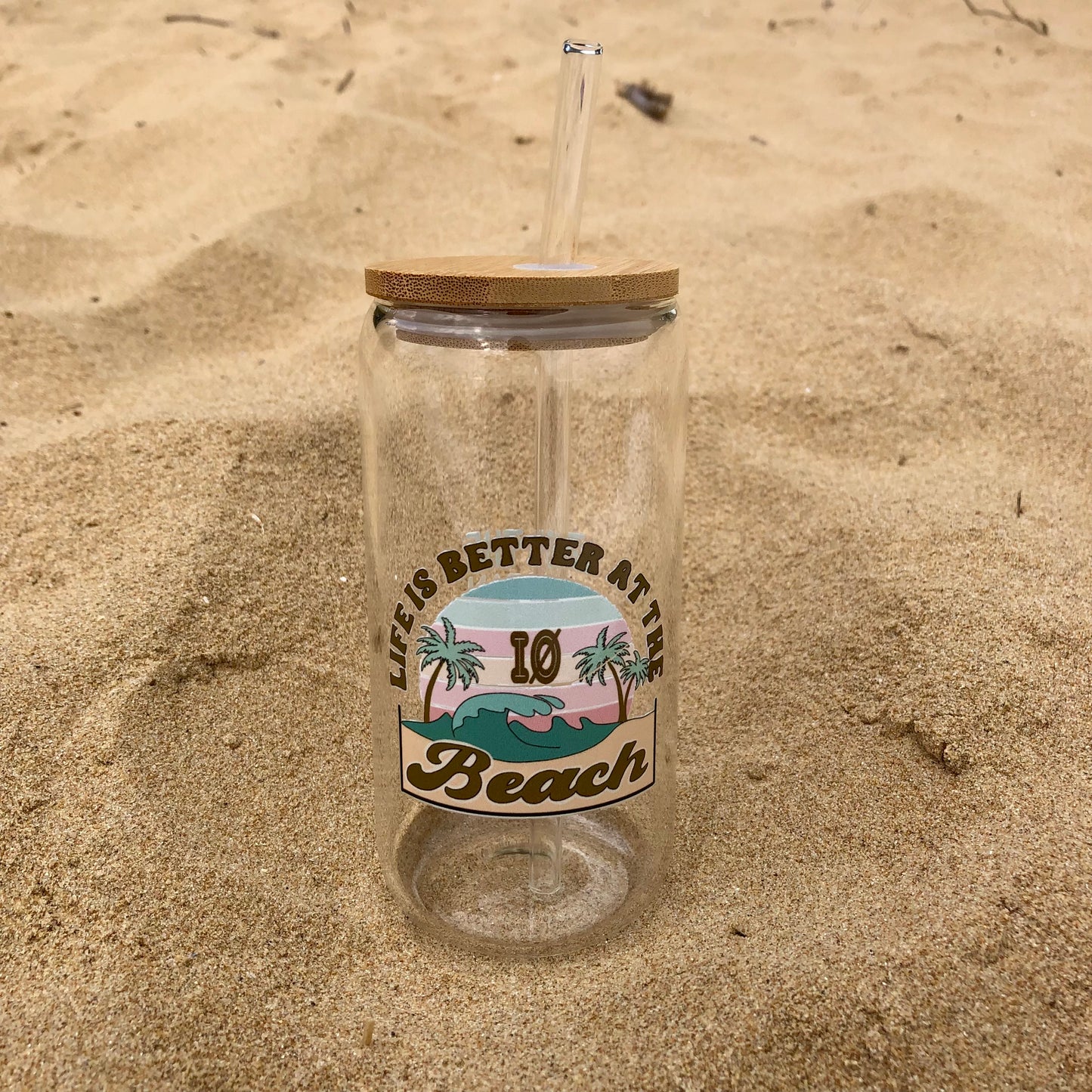 🍵Gourde en verre avec paille Illustrations Île d’Oléron