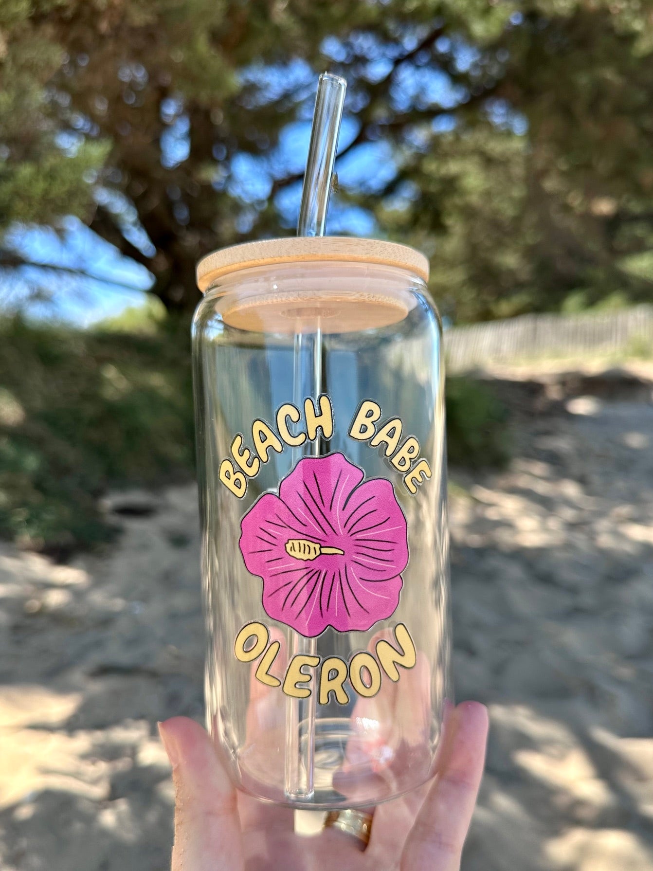 Gourde en verre avec paille Illustrations Île d’Oléron