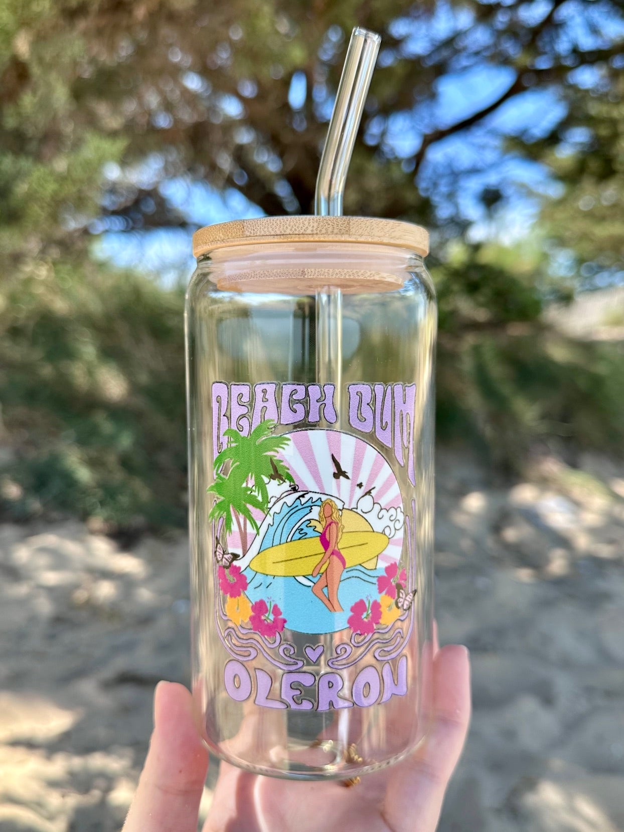 Gourde en verre avec paille Illustrations Île d’Oléron