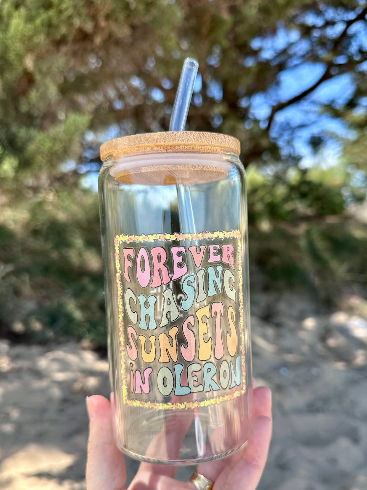 Gourde en verre avec paille Illustrations Île d’Oléron