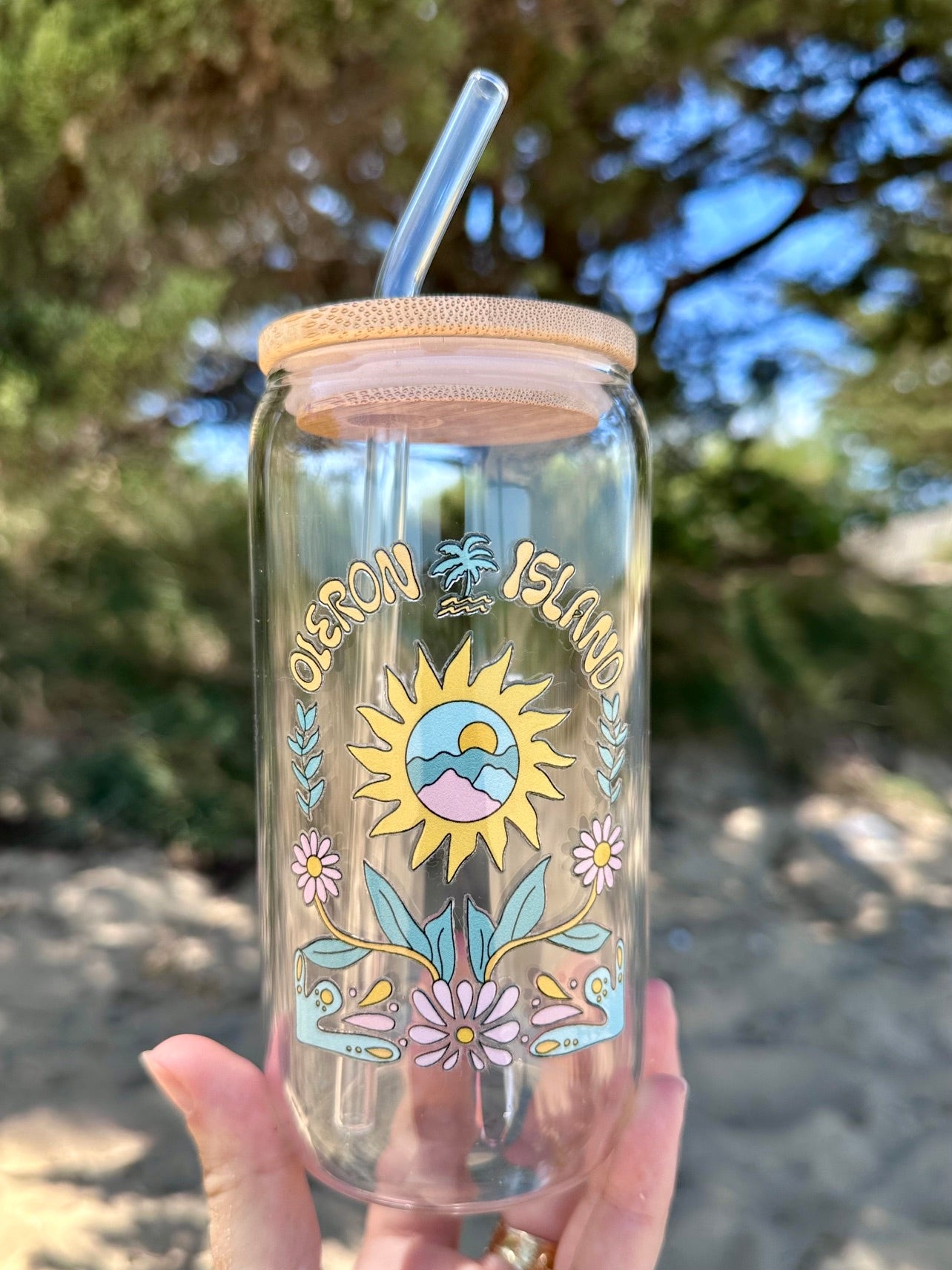 Gourde en verre avec paille Illustrations Île d’Oléron