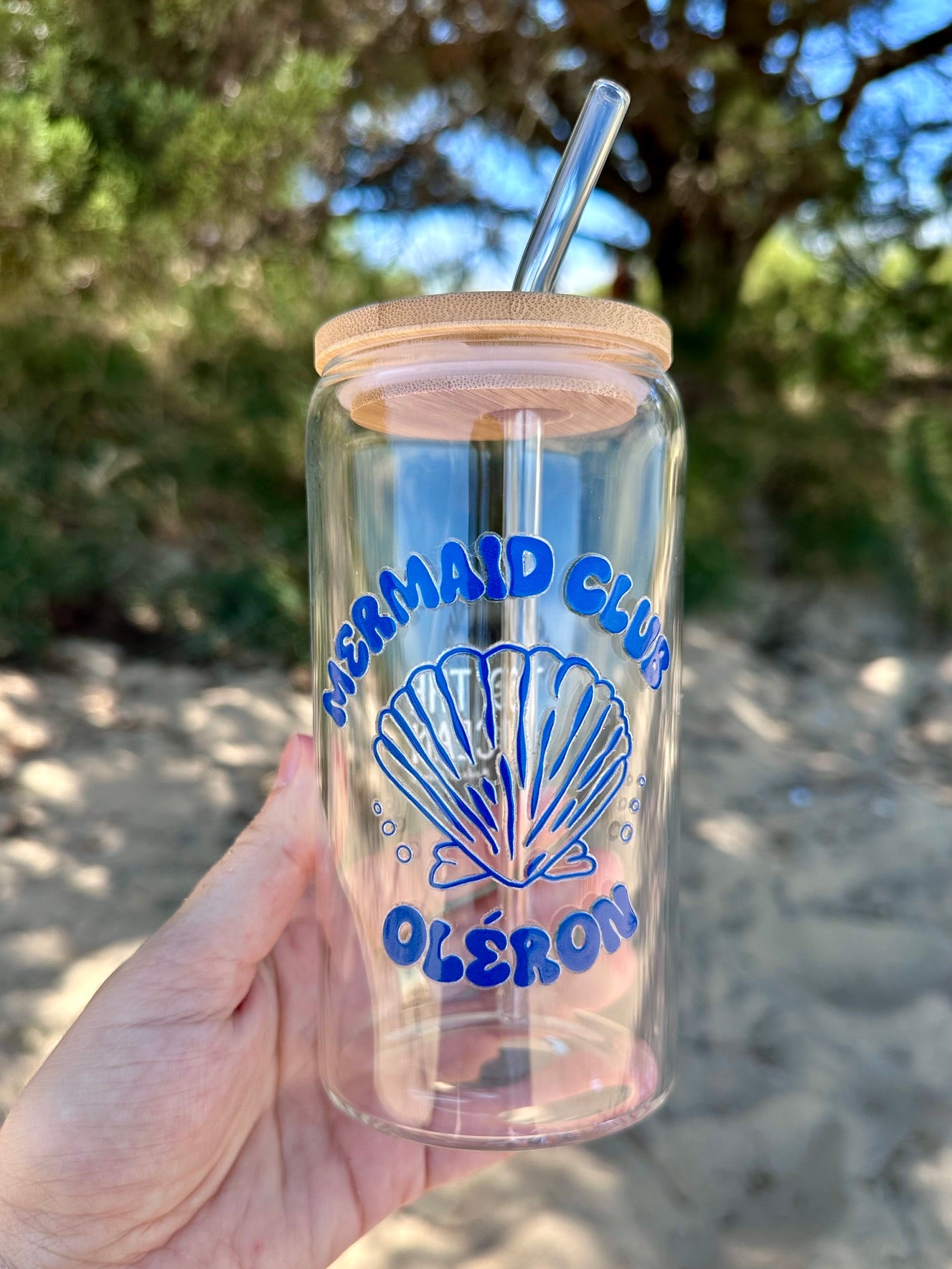 Gourde en verre avec paille Illustrations Île d’Oléron