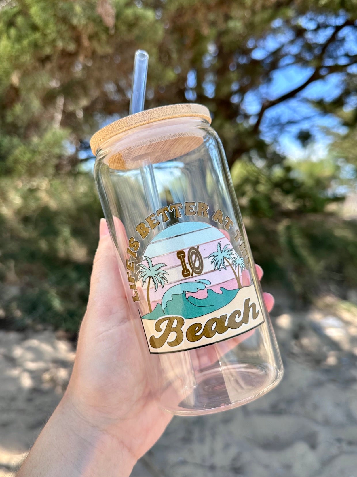 Gourde en verre avec paille Illustrations Île d’Oléron